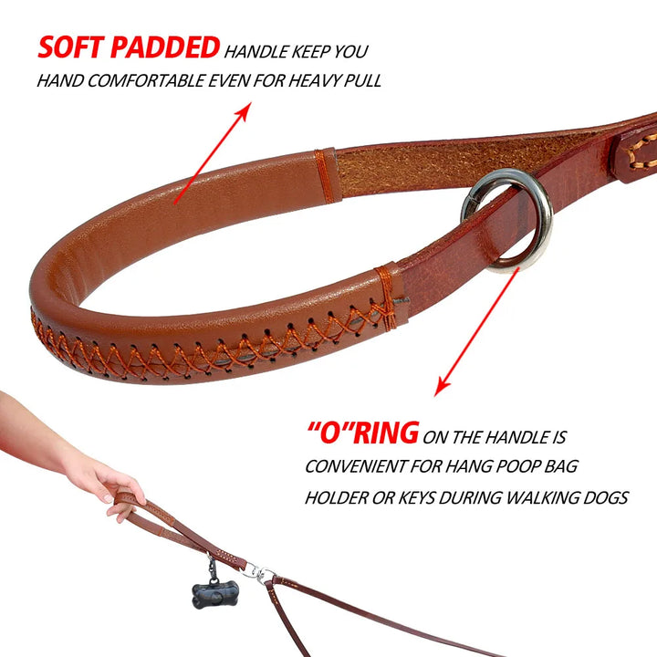 Dog Leather Leads No Tangle 2 Ways