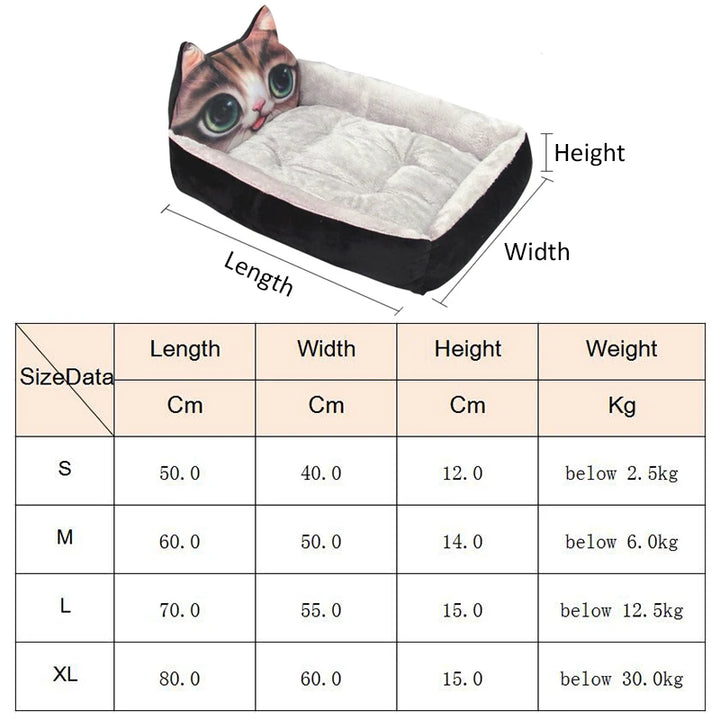 Washable Cartoon Puppy Cat Bed for Small Dogs