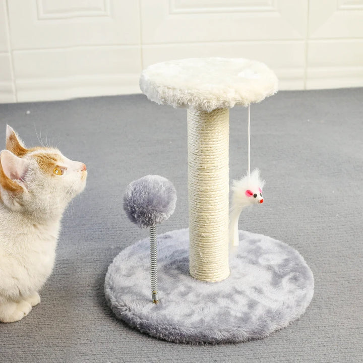 Cat Scratching Tower with Interactive Ball and Plush Mouse