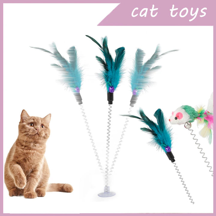 Feather Suction Cup Interactive & Colorful Cat Toy