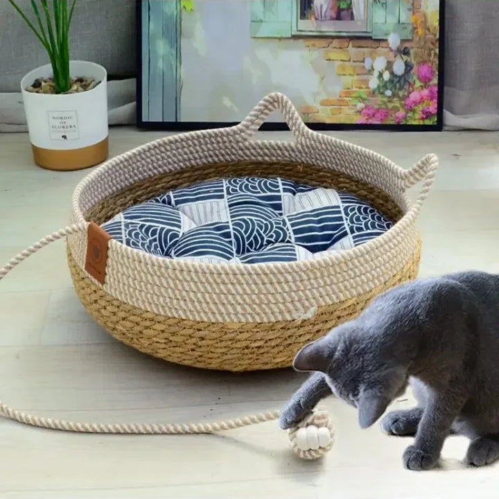 Cat Bed Woven Removable Cat Scratch