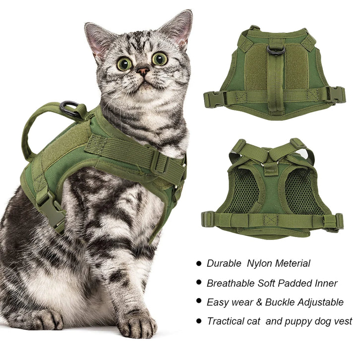 Adjustable Nylon Vest Military Cat Harness With Handle