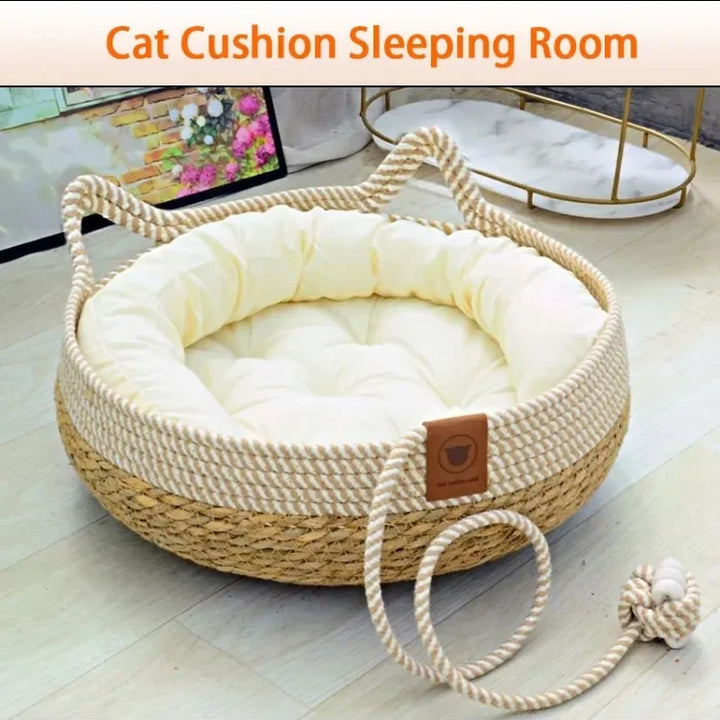 Cat Bed Woven Removable Cat Scratch