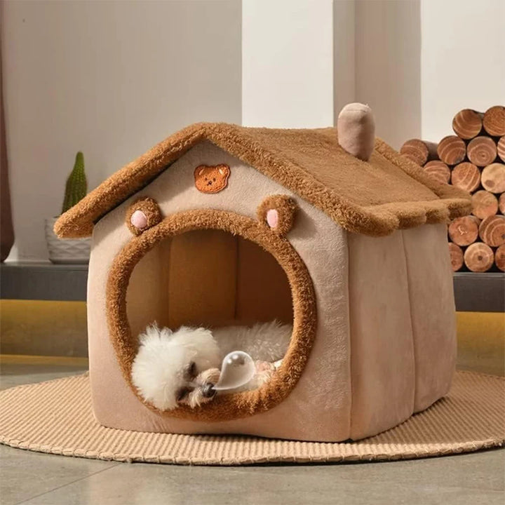 Foldable Teddy Bear Pet House - Puppy Cave