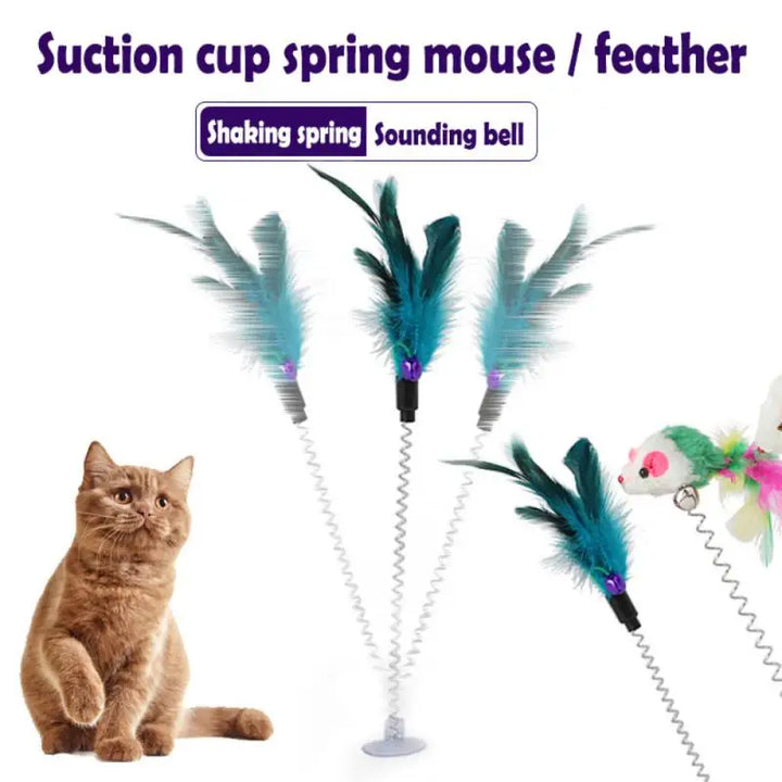 Feather Suction Cup Interactive & Colorful Cat Toy