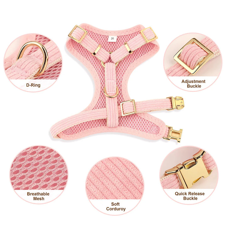 Soft Breathable Collar Harness Leash Set Bowknot For Small Medium Dogs