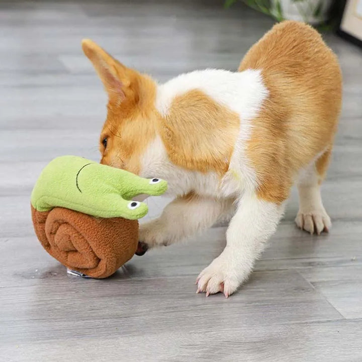 Squeaky Plush Pet Sniffing Snail Interactive Toy