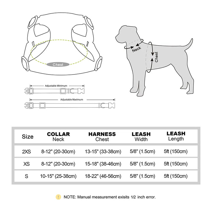 Cute Adjustable Bowtie Dog Harness, Collar & Leash Set