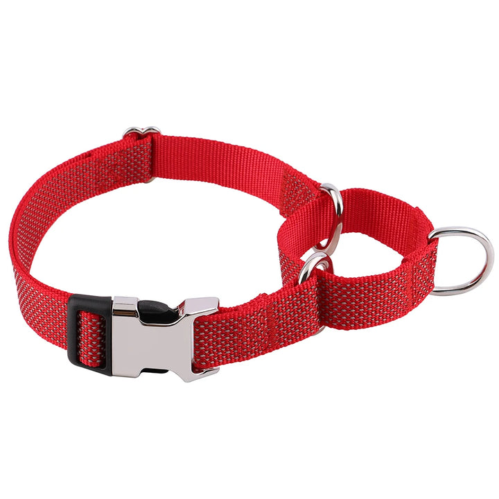 Reflective Nylon Dog Collar With Adjustable Handle